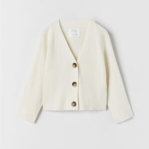 Zara Ivory Knit Cardigan with Button Accents